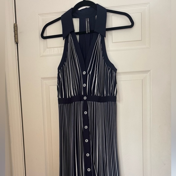 Elegant Blue and White Striped Dress - Picture 1 of 5